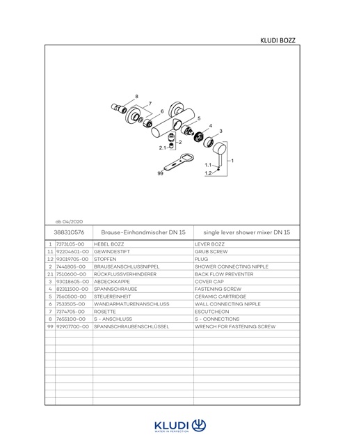Kludi BOZZ Brause-Einhandmischer eigensicher chrom 388310576