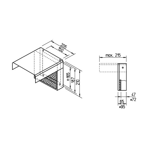 Helios VFE 70 Vorsatz-Filterelement Bauhöhe für Einbauten max. 47mm 02552