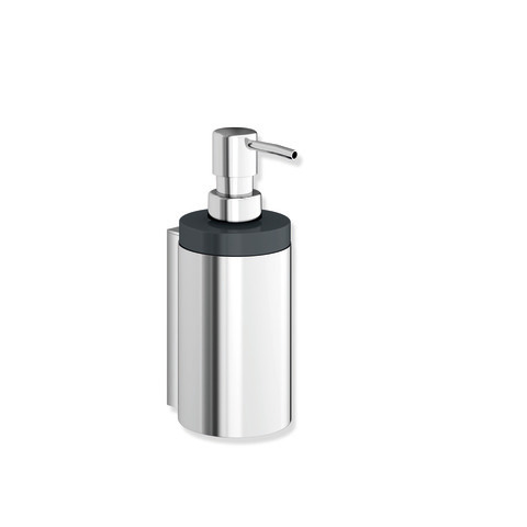HEWI Seifenspender mit Halter System 900, Halter Metall, verchromt, Seifenspender Polyamid, Pumpenkopf verchromt, H: 180mm, anthrazitgrau 900.06.00140 92