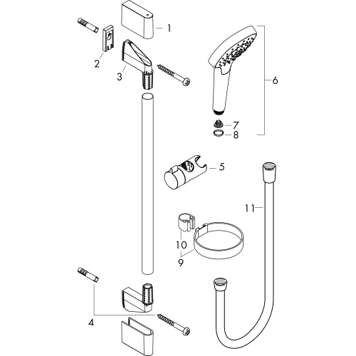 Hansgrohe Brauseset Croma Select S Vario/ Unica mit Brausestange 650mm weiss/chrom mit Seifenschale 26566400