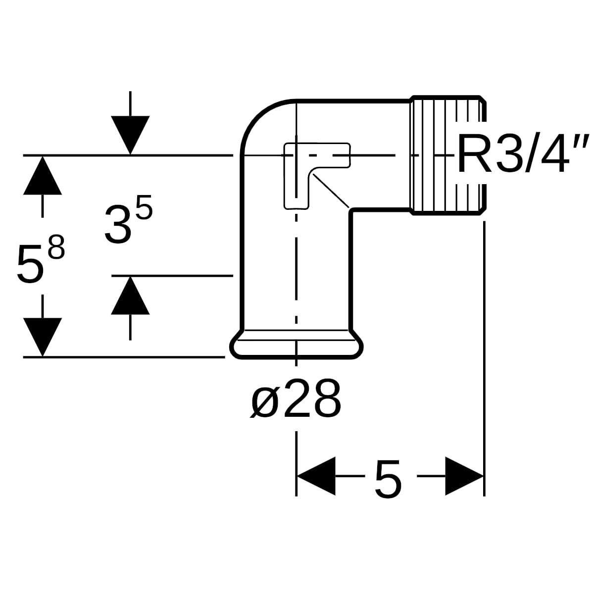 Geberit Mapress C-Stahl Übergangswinkel 90 Grad mit AG d28-R3/4 verzinkt 21609