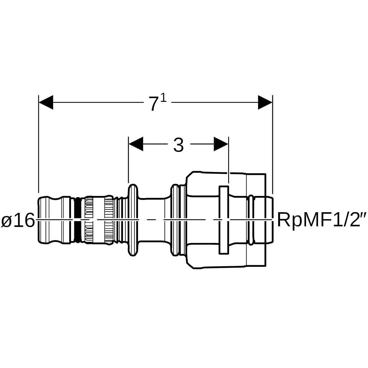 Geberit Mepla Übergang mit MasterFix PVDF d16-MF20 621.451.00.5