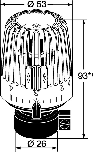 Heimeier Thermostat-Kopf K für Danfoss-RAVL mit Direktanschluß 9700-24.500
