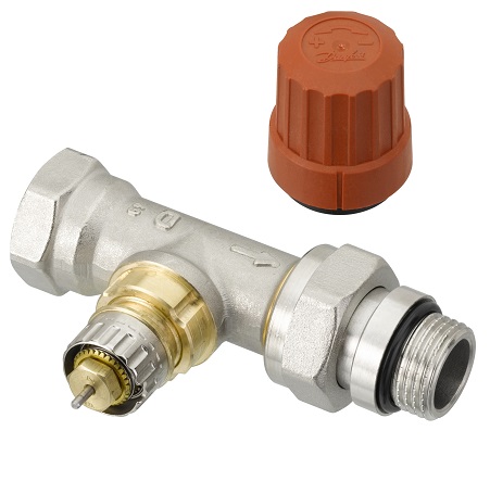 Danfoss Ventilgehäuse RA-N 15 R 1/2, Durchgang, vernickelt, selbstdichtende Nippel 013G0116