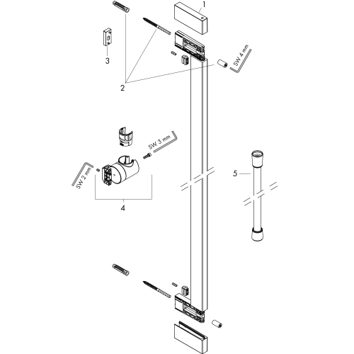 Hansgrohe Brausestange Unica E Puro 650mm mit Easy Slide Handbrausehalter und Schlauch 1600mm weiß matt 24404700