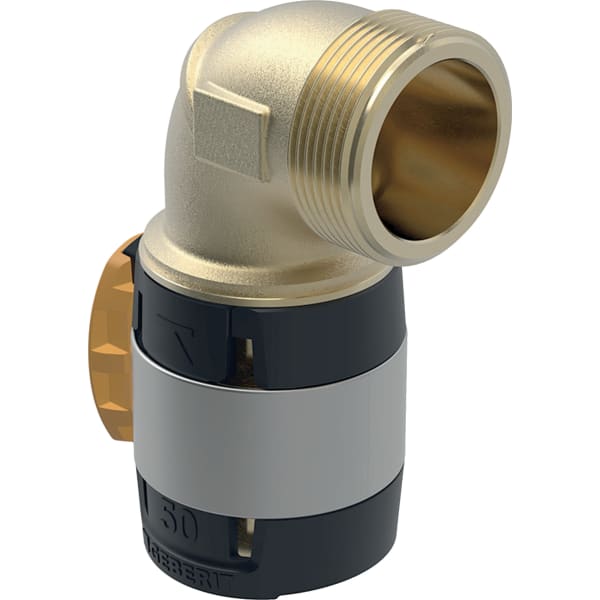 Geberit FlowFit Übergangsbogen 90 Grad mit AG Rg+ 90 Grad d63-R2 620.506.00.1
