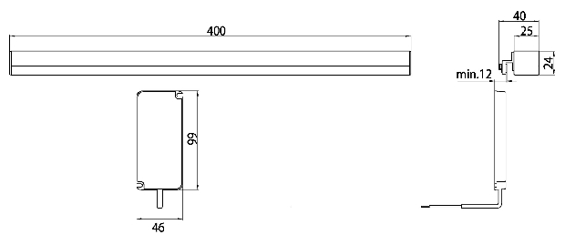 Emco LED-Spiegelklemmleuchte System2, neutralweiss 4000 K, waagerecht 400x24x40mm 449200105