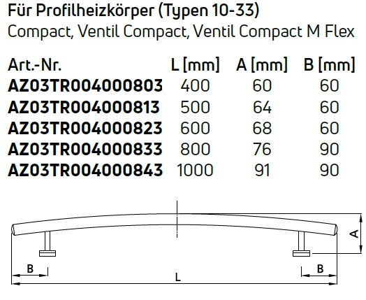 Purmo Handtuchhalter für Profil-Flachheizkörper BL 400 AZ03TR004000803