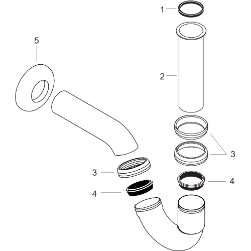 Hansgrohe Röhrensiphon Standardmodell für Bidet, Chrom 55237000