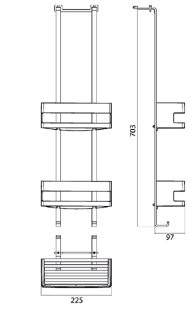 Emco Türetagere System2 mit 2 verschiebbaren Körben, und mit 2 Haken, chrom 354500125