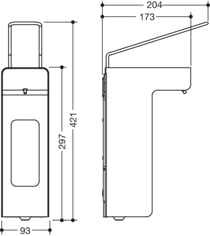 HEWI Desinfektionsmittel-oder Seifenspender System 900, Edelstahl, inkl. 1000ml Leerbehälter wiederbefüllbar, 900.06.002XA