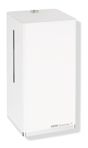 HEWI SENSORIC Elektronischer Schaumseifenspender Serie 805, Edelstahl, weiß beschichtet, Entnahmeöffnung Kunststoff, verchromt, 500ml 950.06.155