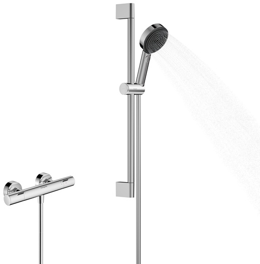 Hansgrohe Brausesystem Pulsify Select S 105 3 jet Eco Relaxation Ecostat Fine Brausestange 650mm chrom 24262000