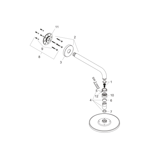 Hansgrohe Tellerkopfbrause Raindance Air 240mm chrom 9, 4 l/min mit Brausearm 27461000
