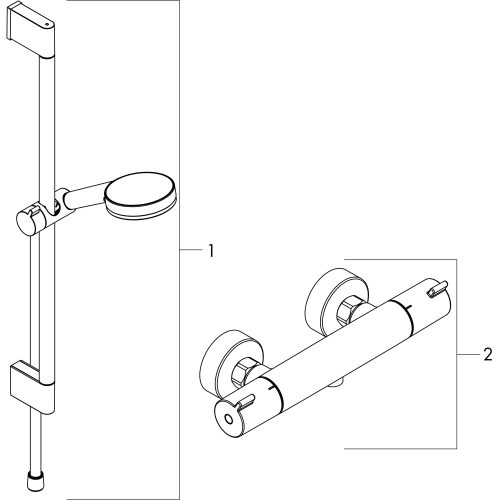 Hansgrohe Crometta Brausesystem Aufputz Vario mit Ecostat 1001 CL Thermostat und Brausestange 900mm, Weiß/Chrom 27813400