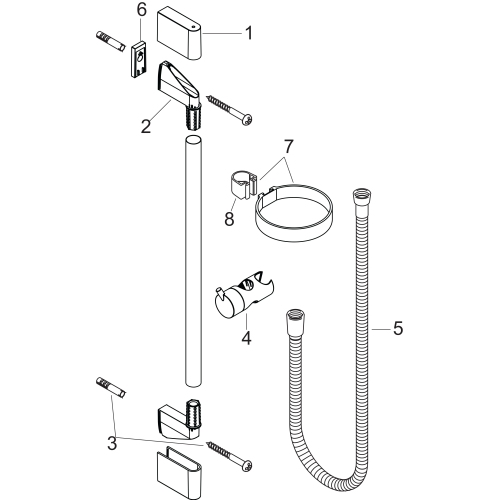Hansgrohe Brausestange Unica'Crometta 650mm chrom mit Metaflex Brauseschlauch 1600mm 27615000