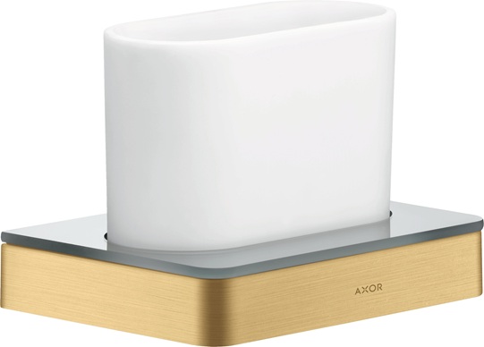 Hansgrohe Zahnglas Axor Universal Softsquare mit Halter brushed gold optik 42834250