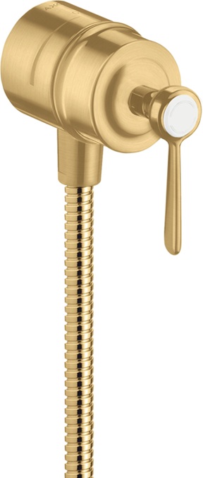 Hansgrohe Wandanschluss Stop AXOR Montreux mit Rückflussverhinderer, Absperrventil und Hebelgriff, Brushed Gold Optic 16883250