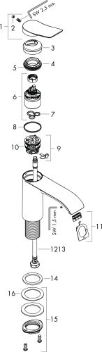 Hansgrohe Vivenis Standventil 80 mit Hebelgriff ohne Ablaufgarnitur, Mattweiß 75013700