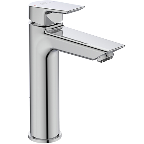 Ideal Standard Tesi Waschtischarmatur Grande Niederdruck mit Ablaufgarnitur chrom, Ausladung 124mm, 5 l/min. A6562AA