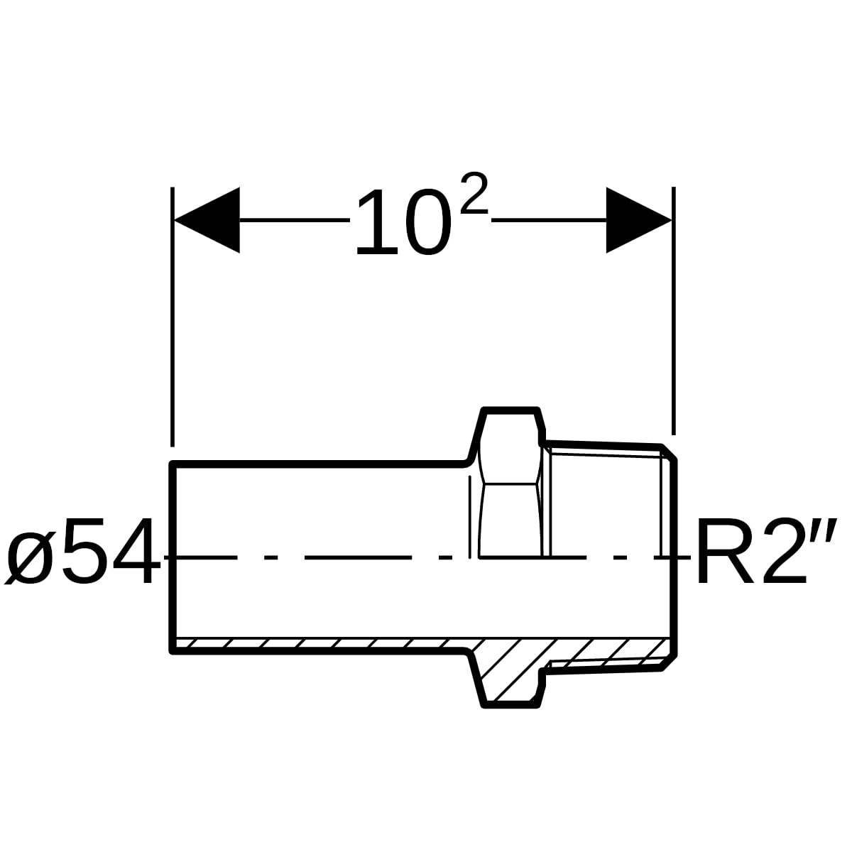 Geberit Mapress Edelstahl Übergang mit AG und Einschubende d54-R2 31940