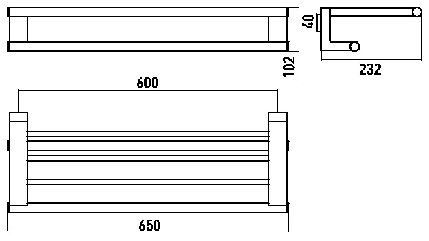 Emco Doppel-Badetuchablage System2 600mm chrom 356800160