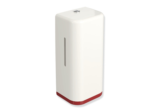 HEWI SENSORIC Elektronischer Schaumseifenspender, Korpus reinweiß, Rahmenelement / Entnahmeöffnung, 500ml, rubinrot 477.06.10399 33