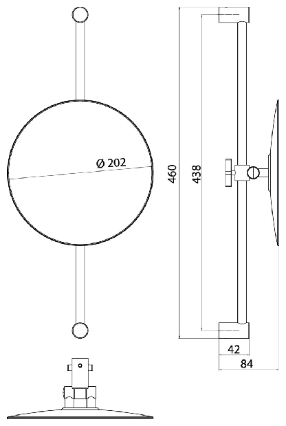 Emco Kosmetikspiegel Pure 3-fach, höhenverstellbar D=200mm, chrom 109400114