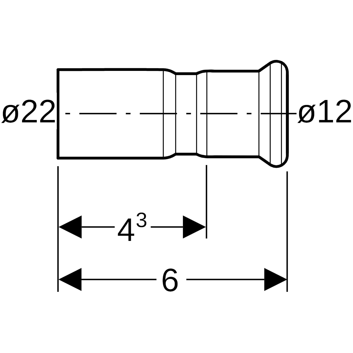 Geberit Mapress Edelstahl Reduktion mit Einschubende d22-12 33004