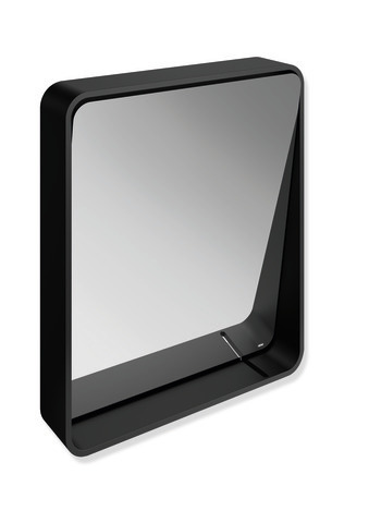 HEWI Kippspiegel, Spiegel Floatglas mit eingearbeiteter Splitterschutzfolie und Rahmen Aluminium rechteckig, schwarz tiefmatt 800.01.10160 DC
