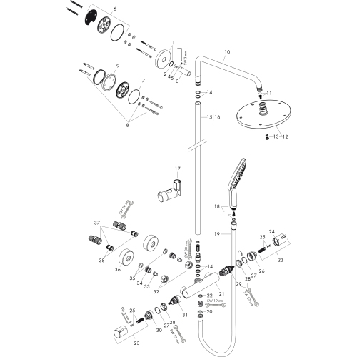 Hansgrohe Showerpipe Raindance Select chrom mit Kopfbrause Raindance Air 1jet 240mm 27115000