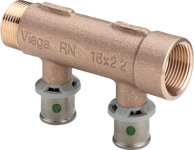 Viega Sanfix P Verteiler mit SC-Contur 2126.06 in 16mm x G3/4 - 2fach 309237