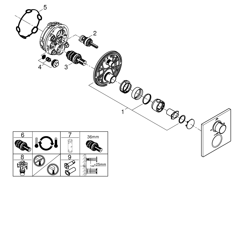Grohe Thermostatbatterie Allure chrom Fertigmontage-Set für Rapido SmartBox 19446002