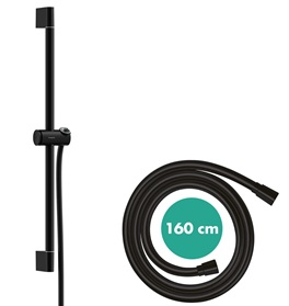 Hansgrohe Brausestange Unica/Pulsify 650mm mit Push Schieber und Brauseschlauch schwarzmatt 24400670