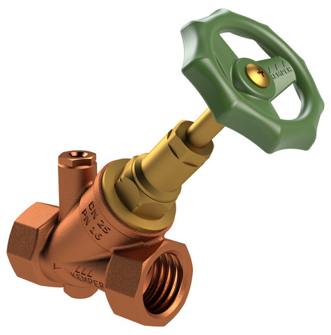 Kemper STANDARD Freistrom-Absperrventil RG/MS, mit Entleerstopfen G1/4, IG DN50 1910205000