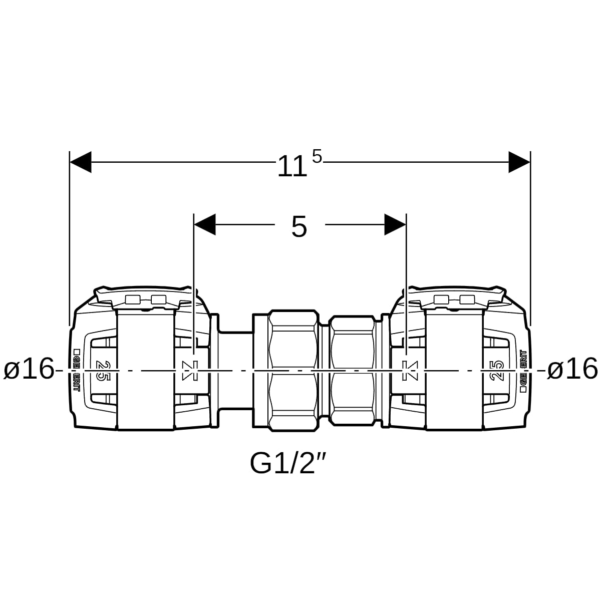 Geberit FlowFit Verschraubung SiBr, d16 620.570.00.1
