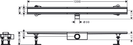 Hansgrohe Komplettset RainDrain Compact 1200mm für Standardinstallation gebürstet edelstahl 56184800