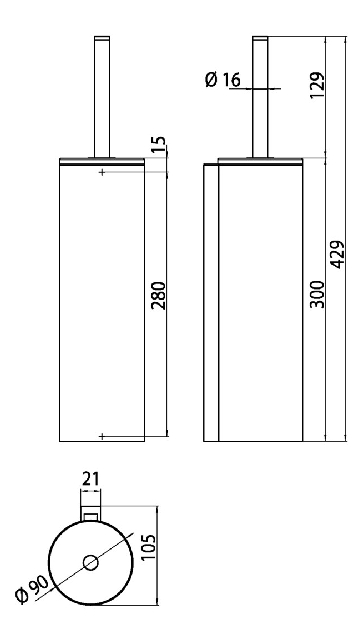 Emco Bürstengarnitur System2 mit Deckel Behälter, Stiel mit Deckel chrom 351500102