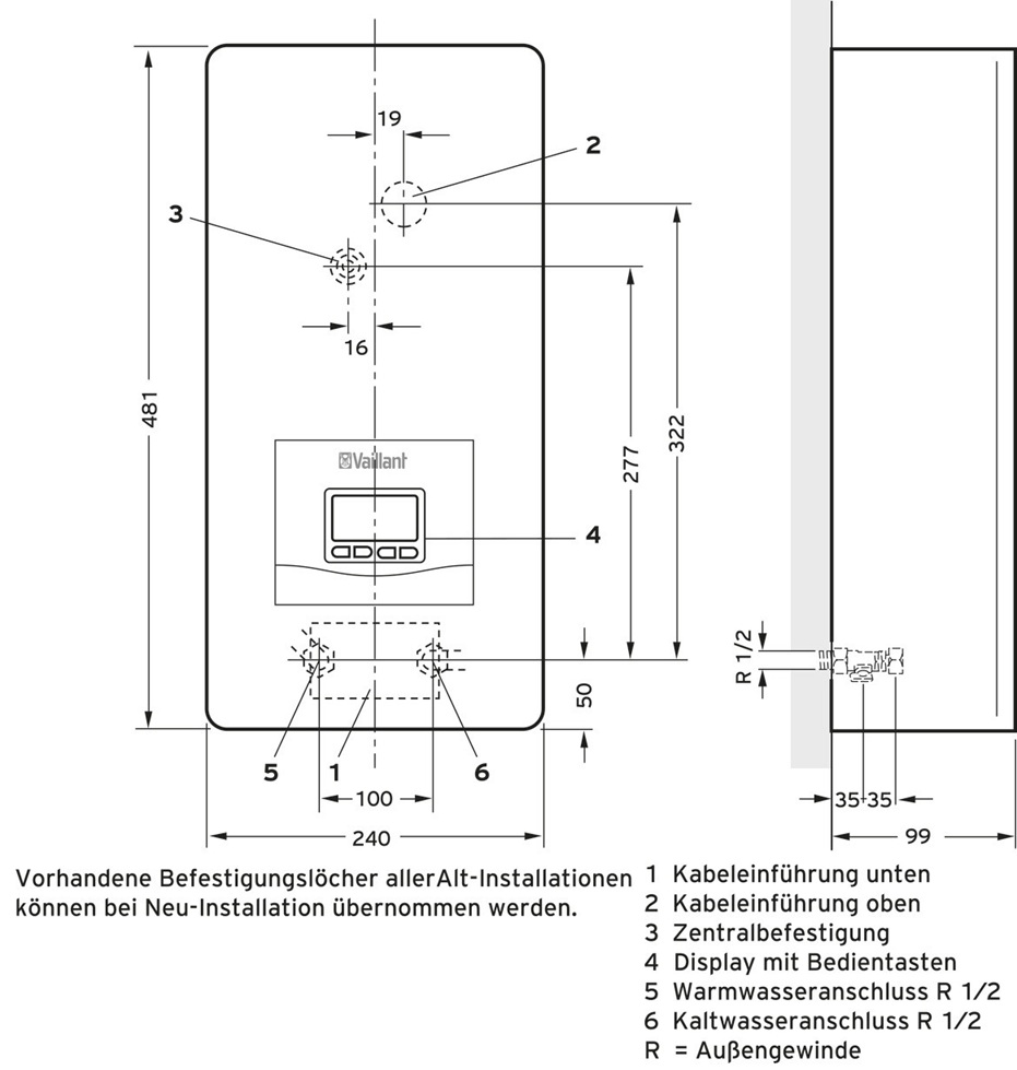Vaillant electronicVED E 24/8 P plus 24kW Elektro-Durchlauferhitzer 0010023768