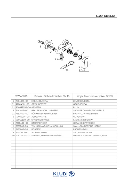 Kludi OBJEKTA Brause-Einhandmischer DN15 eigensicher chrom 327640575