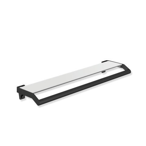 HEWI Ablage mit Haltegriff System 900, Edelstahl, Glasplatte, weiß, 720mm breit, 188mm tief schwarz tiefmatt 900.03.00060 DC