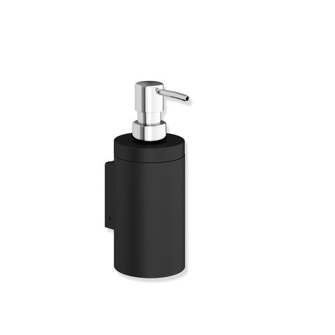 HEWI Seifenspender mit Halter System 900, Halter Metall, matter Seifenspender, Pumpenkopf verchromt, H: 180mm, schwarz matt 900.06.00160 CV