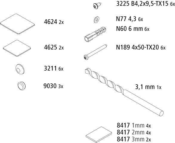 Kermi Set Montagekleinteile für LI G3R/L 2535801