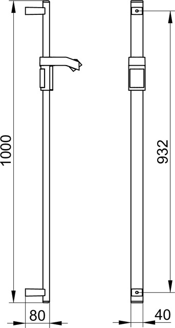 Keuco Brausestange AXESS 1000mm silber-eloxiert 35012171000