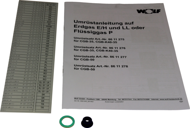 Wolf Umrüstsatz Erdgas LL - E/Flüssiggas für TGB-40 8602310