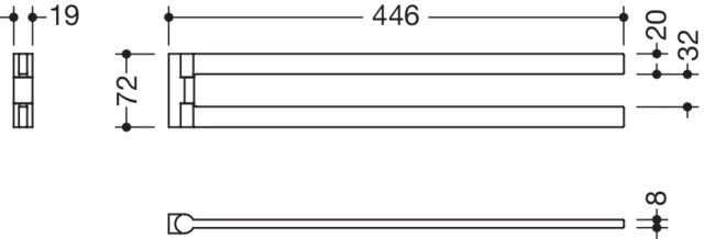 HEWI Handtuchhalter, Edelstahl, zweiarmig 900Q09.000XA