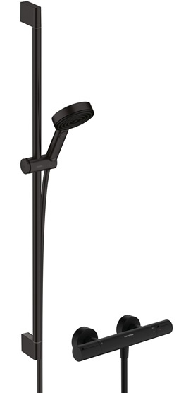 Hansgrohe Brausesystem Pulsify Select S 105 3 jet Eco Relaxation Ecostat Element Brausestange 900mm schwarzmatt 24271670