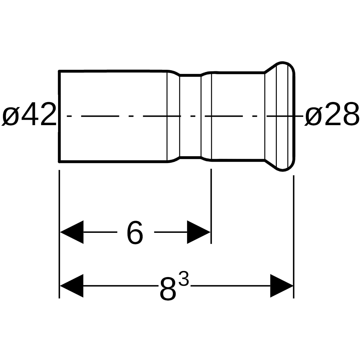 Geberit Mapress Edelstahl Reduktion mit Einschubende d42-28 32317
