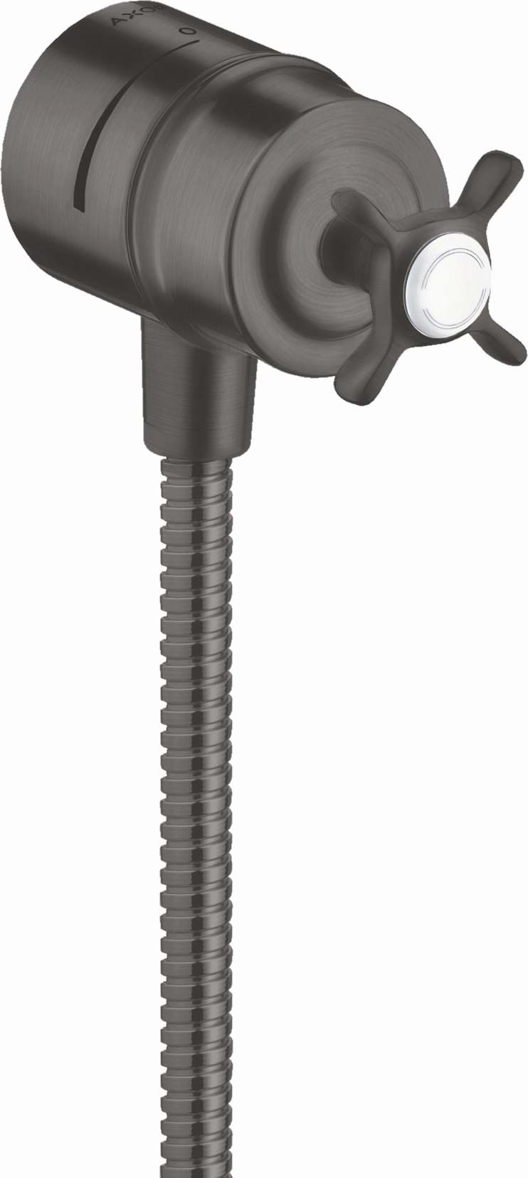 Hansgrohe Wandanschluss Stop AXOR Montreux mit Rückflussverhinderer, Absperrventil und Kreuzgriff, Brushed Black Chrome 16882340