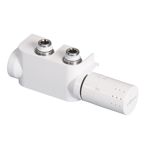 Viessmann Design-Ventilhahnblock, weiß, Rechts Farbe weiß, Thermostatkopf rechts 7750490